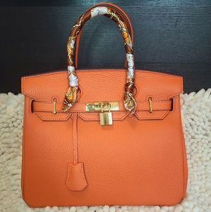 Cherish Kiss Genuine Leather Satchel GHW 30cm